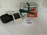 Photo of entire lot with gift box, pumice stone, soap dish, and tags visible