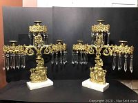 Both candelabra displayed side by side showing front view of pair on black background