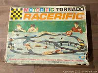 Box cover showing Motorific Tornado Racerific branding and track layout illustration