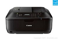 Front view of the Canon PIXMA MX532 printer showing the control panel and paper output area.