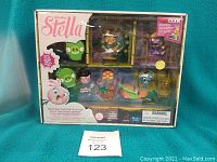 Front view of the unopened Angry Birds Stella Rock Together Collection box with visible character figurines and accessories.