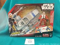 Front view of new in box Star Wars Hero Mashers X-wing toy with pilot figure.