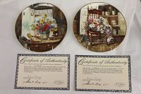 Two floral collector plates shown with certificates of authenticity, titled 'Country Cutting' and 'Morning Sunshine'. Plates are 10 inches in diameter and depict detailed flower arrangements in country settings.