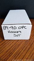 White box labeled '89-90 OPC Hockey Set' containing the hockey card collection.