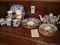 Overall view of Royal Crown Derby Blue Mikado china lot
