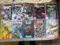 Lot of 10 DC Batman Modern Age comics shown face up on surface, featuring various titles and cover art styles