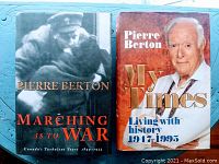 Front covers of two hardcover books by Pierre Berton, showing titles and author's photo on one. Both have dust jackets.