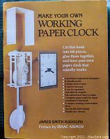 Front cover of the book showing title, author, and an image of the paper clock parts and completed clock.