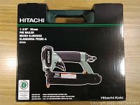 Front of original Hitachi box showing model NP35A pin nailer