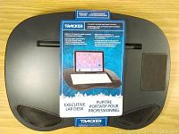 Top view of Tracker Executive Lap Desk showing brand and product features on packaging