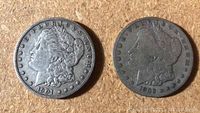 Obverse view of both coins side by side, showing dates and Liberty profile