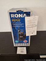 Box of Rona submersible utility pump with product image and features.