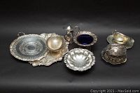 Full collection showing serving trays, bowls, creamer, gravy boat, and cobalt blue insert bowl