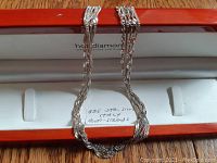 Multi strand 925 sterling silver necklace displayed in branded Hot Diamonds box showing the chain’s texture and style.