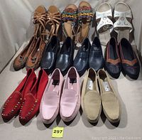 Top view of all 10 pairs of shoes showing variety of styles and colors, clean and new condition.