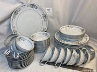Full set of Mikasa Margaret china displayed showing all types of items