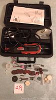 Jobmate Dremel rotary tool in case with attachments and instruction manual