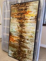 Front upright view of the large abstract canvas wall art showing the full piece and frame.