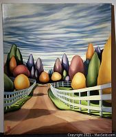 Front of canvas showing full landscape scene