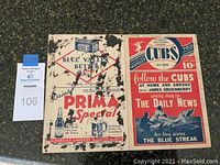 Front cover of 1931 Chicago Cubs Ladies Day baseball program showing advertisements and Cubs logo.