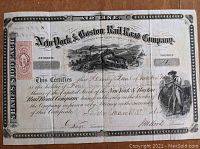 Full view of 1864 stock certificate showing entire front layout, with detailed border, printed text, revenue stamp, and hand inscriptions.