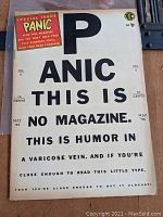 Front cover of Panic Comic No. 8 showing main title text, publisher logo, and condition.