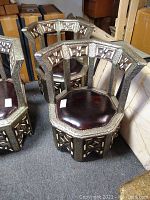 Pair of Moroccan chairs showing overall shape, frame, and seats