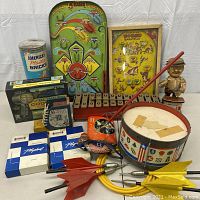 Overview of all lot contents on white surface