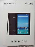 Box showing Dragon Touch Y88X Pro branding and tablet image