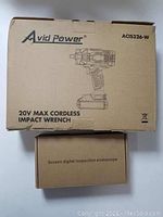 Packaging for Avid Power 20V Max Cordless Impact Wrench and Screen Digital Inspection Endoscope