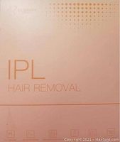 Peach colored box front with IPL Hair Removal text visible.
