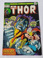 Front cover image of The Mighty Thor comic book issue #220 showing vibrant colors and artwork with some wear at edges.