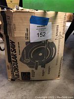 Box labeled Black & Decker 7 1/4 inch circular saw with model information