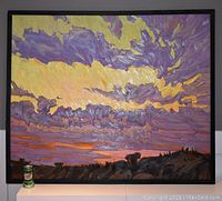 Frontal view of painting with soda can for scale