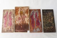 Four framed Kenyan Maasai batiks and flamingos displayed side by side, showing the complete set.