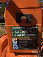 Front view of control panel and capacity label