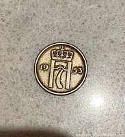 Front side of the coin with crowned monogram 'Haakon VII' and year 1953