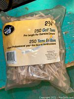 Front of package showing brand Golf 59 and quantity 250 golf tees, size 2 3/4 inch
