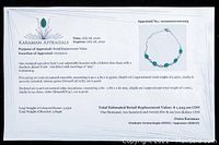 Appraisal document showing details of the bracelet stones, weights, and estimated retail replacement value.