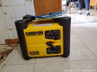 Front view showing Champion logo, inverter 2000 W marking and control panel with outlets