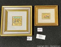 Two framed miniature paintings side by side showing overall appearance and relative size.