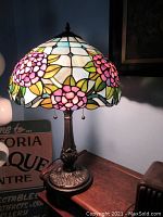 Overall view of lamp illuminated on table