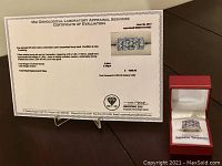 Certificate of Evaluation displayed on stand