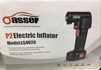 Inflator box label showing brand Oasser, model LS4029, and product image.