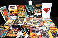 Assorted titles including Animal Jack, Black Canary, What If?, Star Trek, Superman-themed bag