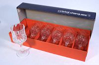 Set of 6 Cristal D'arques large wine glasses in original box, with one glass outside box