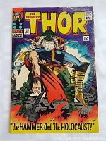 Front cover showing the full artwork with Thor carrying a figure with a horned helmet, fire in background, and the title The Mighty Thor 127 April 1966.