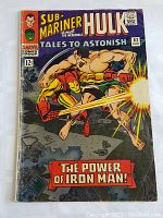Front cover of 1966 Tales To Astonish No. 82 comic depicting Sub-Mariner, Hulk, and Iron Man fighting with explosion. Shows comic title, Marvel Comics Group branding, price 12 cents and issue number.