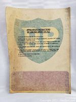 Back side of the decal showing shield-shaped BP logo outline with printed application instructions titled 'BP Chrome Sprint Decals'. The decal backing is aged with some edge discoloration.