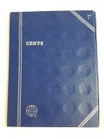 Front cover of the blue Whitman brand 'CENTS' album for Canadian small cents pennies with year 1941 indicated, showing leather textured surface and silver embossed lettering.